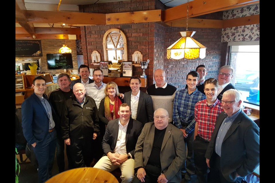 Local Conservative MP Alex Nuttall (seated left) is surrounded by supporters in his acceptance of the federal candidacy in the Barrie-Springwater-Oro-Medonte riding, Friday morning.
Shawn Gibson for Barrie Today