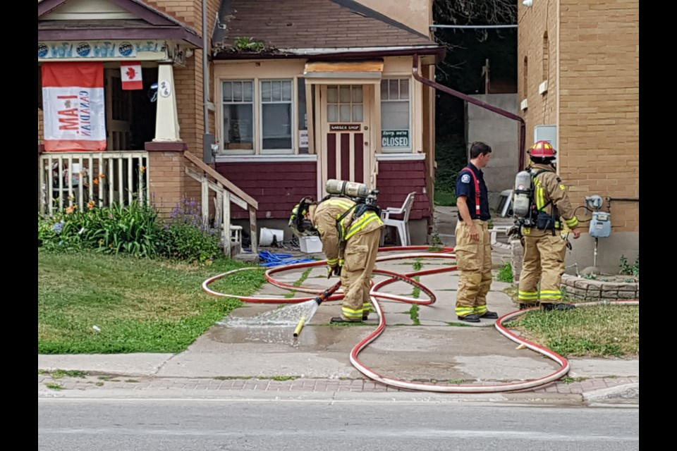 A rooming house at 26 Ross St., was the scene of a fire Saturday evening. One man was sent to hospital. Shawn Gibson for BarrieToday