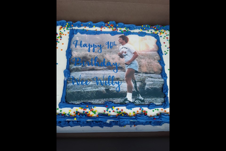 The image of Terry Fox running his Marathon of Hope decorated Will Dwyer's 96th birthday cake over the weekend.