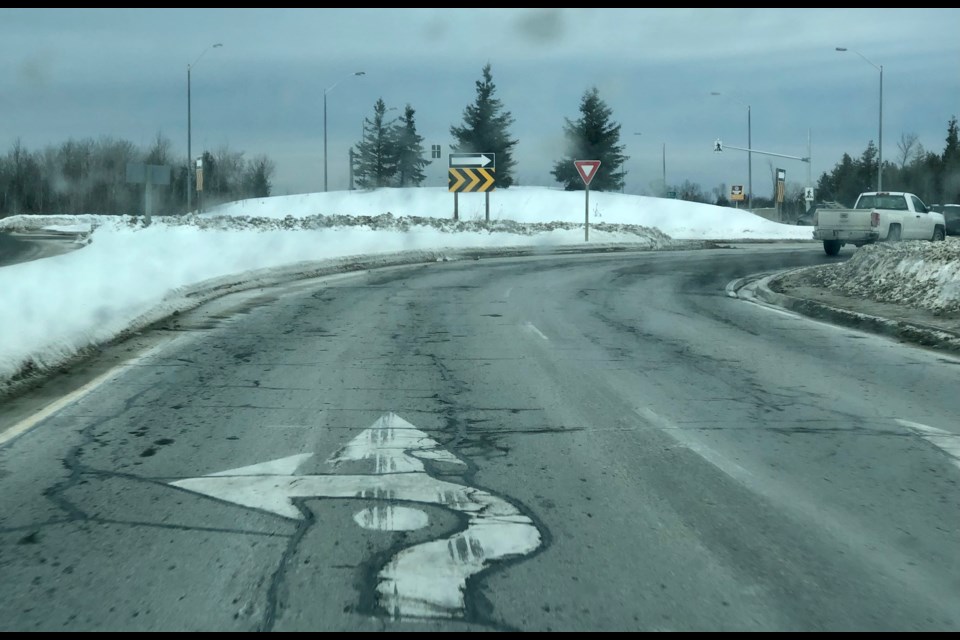 The roundabout on Highway 26 outside Collingwood.