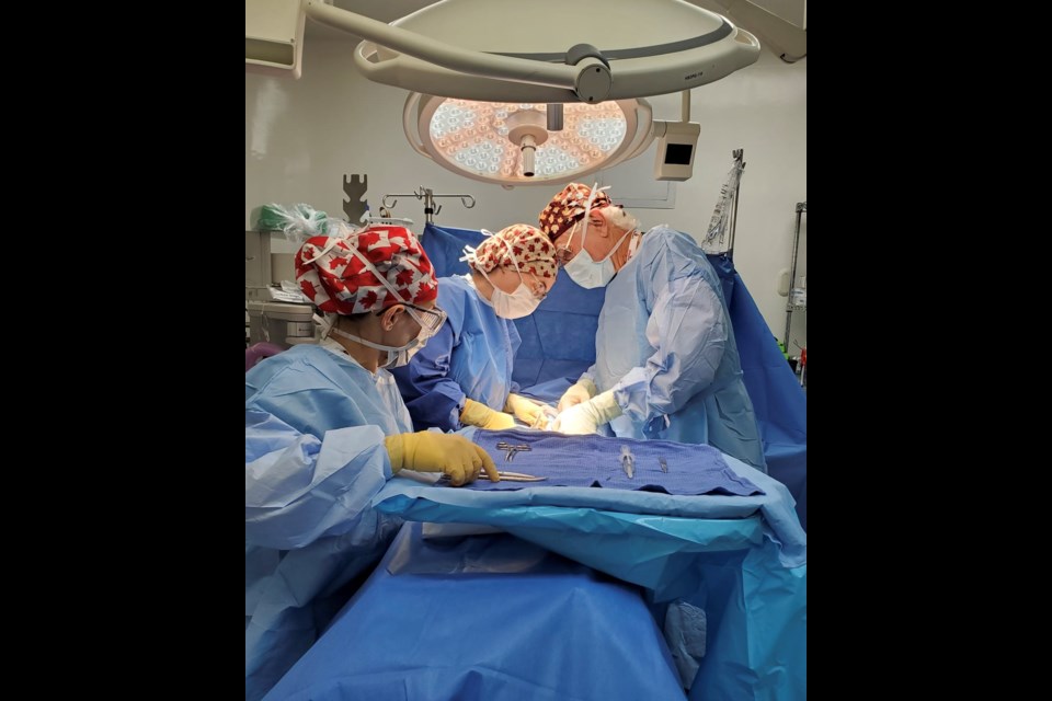 Barrie-based general surgeons Dr. Cindy Sklar and Dr. Henry Stefanison work with scrub nurse Angela Coleman during last year's mission to Guatemala.