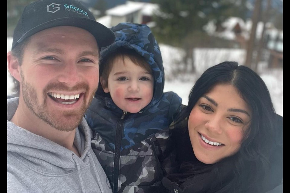 Mike Groulx, seen here with his son Damon and wife Charlotte, died on March 1, one week after sustaining a fractured skull from a fall off of a job site in the Collingwood area.