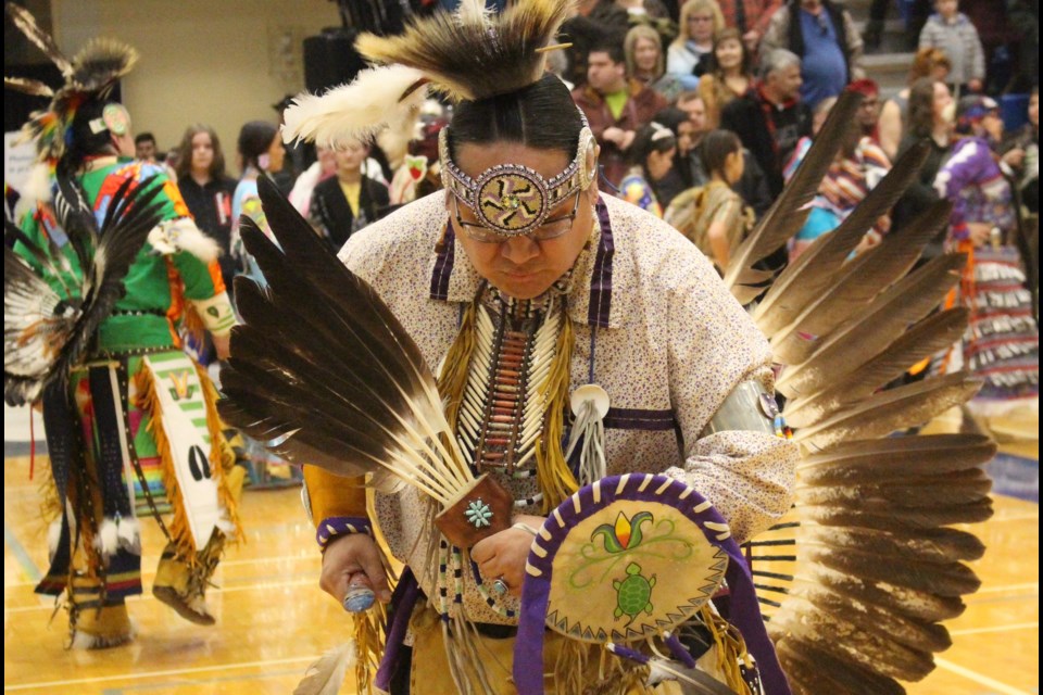 Dancers take part in the 15th annual Georgian College Traditional Pow Wow on Saturday.