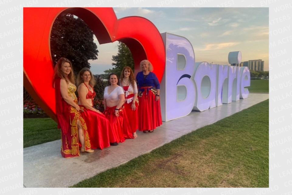Members of Cairo’s Jewels BellyDance and the Barrie Shimmymob team will be taking part in a showcase to raise money for the Women & Children's Shelter of Barrie on June 3, 2023.