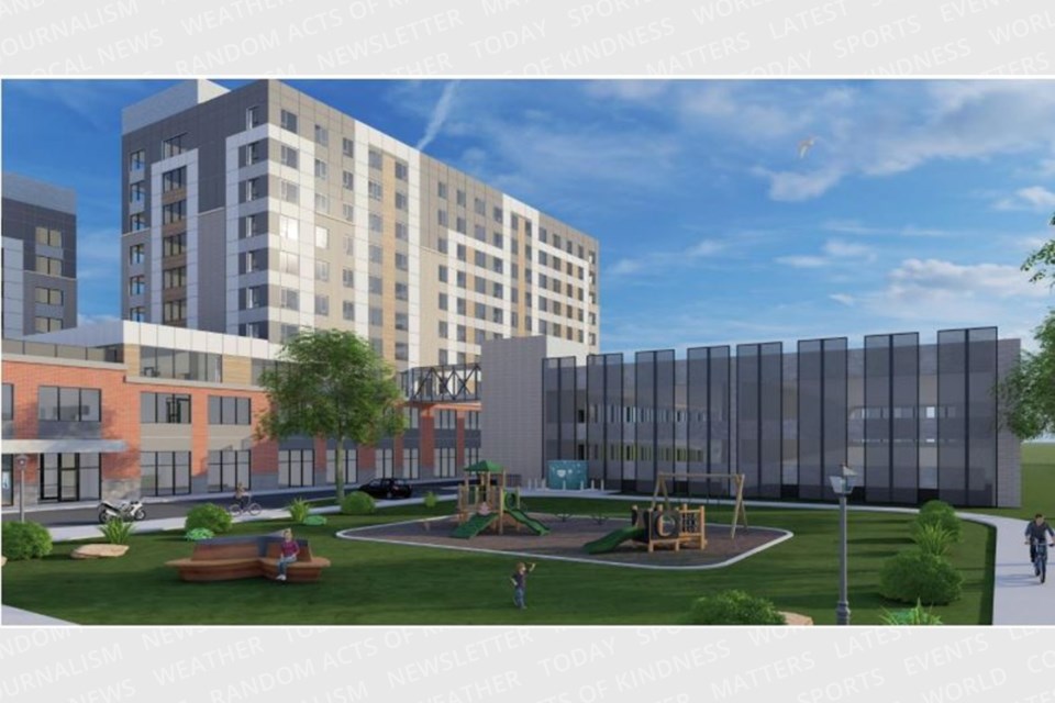 Rendering of a new $186-million mixed-use affordable housing project slated to be built at 20 Rose St., in Barrie.