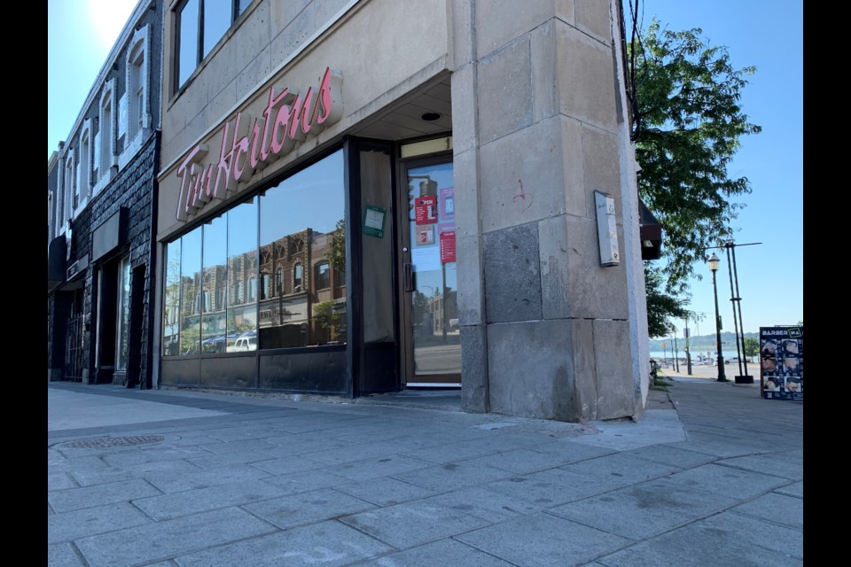 The Tim Hortons location at the Five Points in downtown Barrie has been closed permanently. 