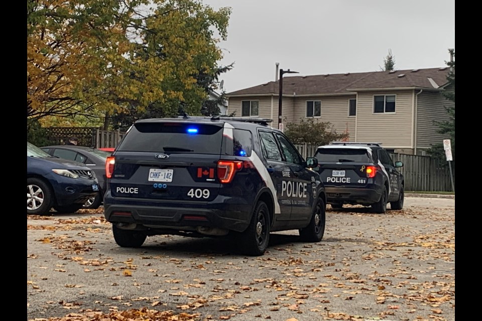 Several Barrie police vehicles were on the scene this afternoon behind a D'Ambrosio Drive apartment building after a driver rammed one of their cruisers during an attempted vehicle stop. Raymond Bowe/BarrieToday