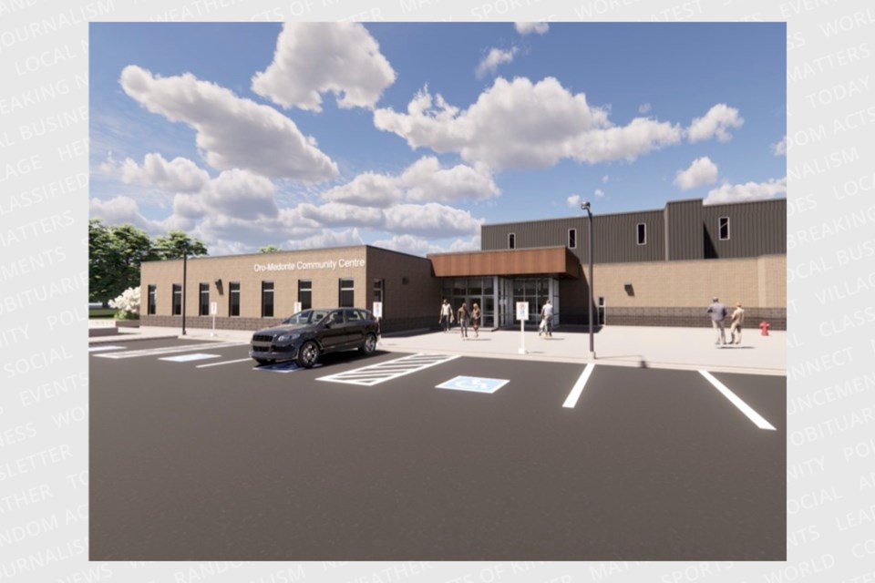 Rendering of a proposed new school/community centre on Horseshoe Valley Road in Oro-Medonte.