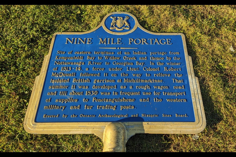 The old Nine Mile Portage sign that is being stored at Barrie's Operations Centre.