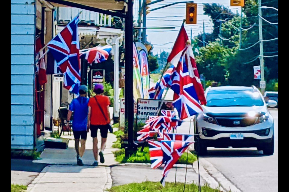 Union Jacks fly outside the Flag Store in Thornton.