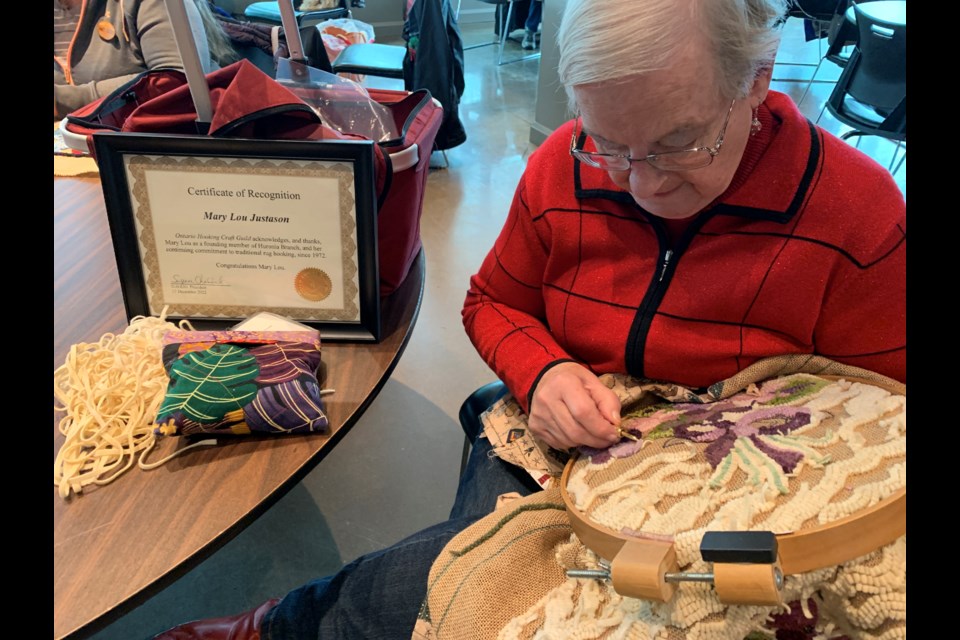 The Huronia Rug Hooking branch celebrated the group's 50th anniversary on Dec. 17, 2022, by honouring president Mary Lou Justason, the last of the four founding members, with a Certificate from the Ontario Hooking Craft Guild acknowledging her lifelong commitment to traditional rug hooking.