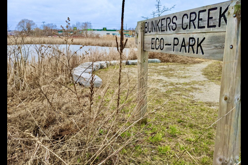 Bunkers Creek Eco-Park is located between Bradford Street and Lakeshore Drive in Barrie.