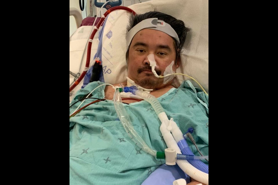 Edwin Ng is a personal support worker from Roberta Place who is currently recovering from a double lung transplant after contracting COVID-19. His wife posted this photo to social media on April 16. 