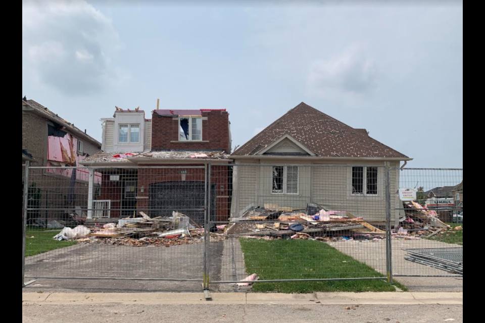 The aftermath in the days following an EF2 tornado touching down in south-end Barrie on July 15, 2021. 