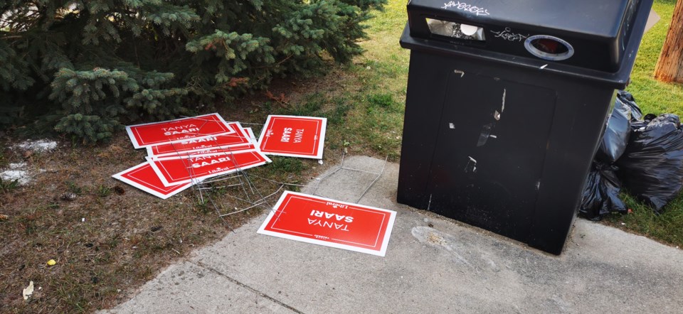 2021-08-21 Liberal signs trashed