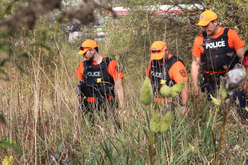 Members of the Barrie Police Service, along with St. John Ambulance, participated in a search-and-rescue training exercise on Thursday near Tiffin Street. 