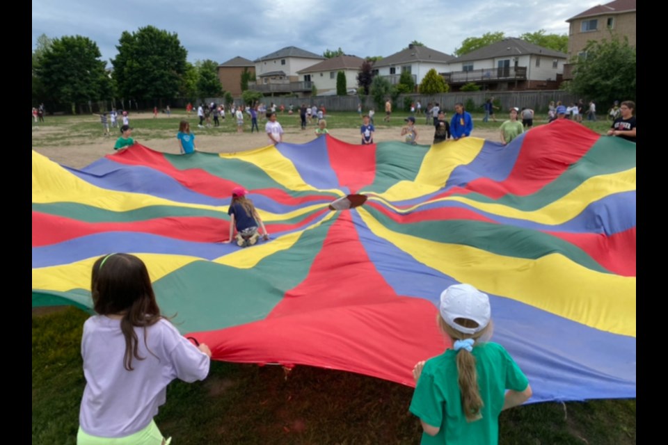 Students from kindergarten to Grade 8 got to get together in their "House Colours" during the school's Jump Rope for Heart fundraising event on June 2.