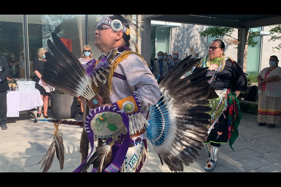A ceremony hosted at the RVH's Outdoor Healing Space included traditional Indigenous song and dance