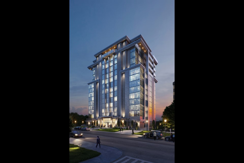 An artist rendering of the proposed high-rise at 217 Dunlop St. E