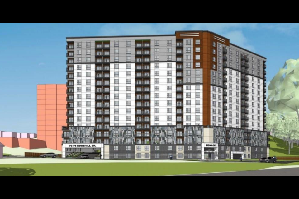 Rendering of the building proposed for 70 and 76 Edgehill Dr., in Barrie.