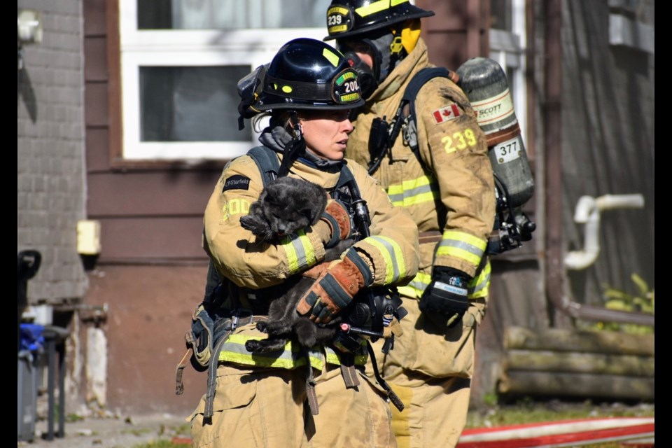 Barrie firefighters responded to a fire Saturday on Wellington Street East.