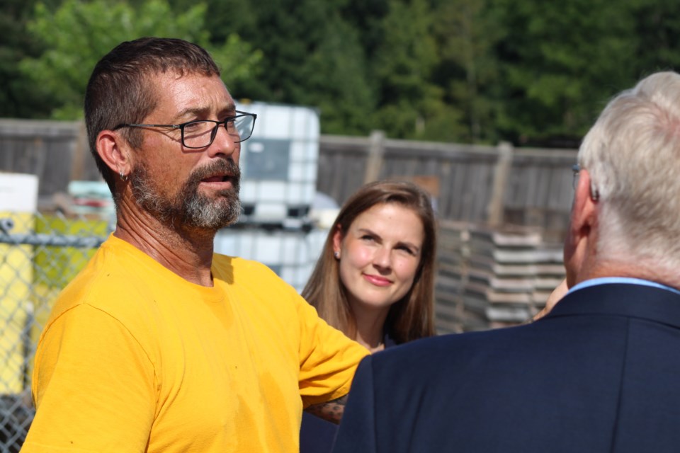 Innisfil Creek Honey owner Brian Scott explains his operation to a group of politicians, including Barrie-Innisfil MPP Andrea Khanjin, during an announcement on Wednesday, Aug. 6, 2019. Raymond Bowe/BarrieToday