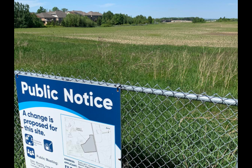 Farmland near the Harvie Road and Highway 400, as shown from a nearby subdivision, could be cultivated for a few more years. Raymond Bowe/BarrieToday