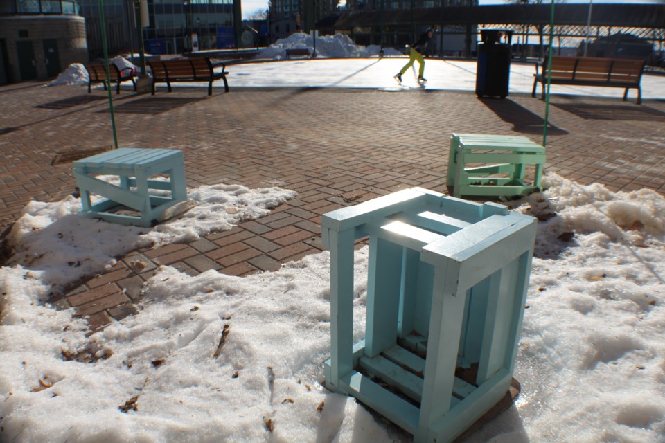 The Soapbox art installation, located outside Barrie City Hall, is shown in a file photo. Raymond Bowe/BarrieToday