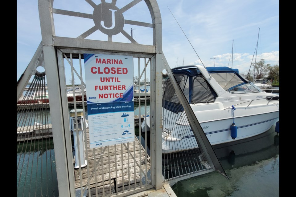 The Barrie Marina on Lakeshore Drive is closed to boaters once you put your boat in the slip. Once the stay-at-home restrictions are lifted, rules may be changed.