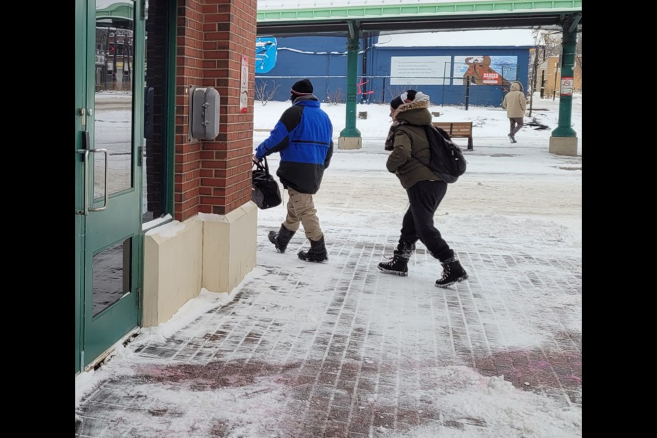 The transit terminal in downtown Barrie, located at 24 Maple Ave., is being used as a temporary warming centre during the current extreme cold warning. 