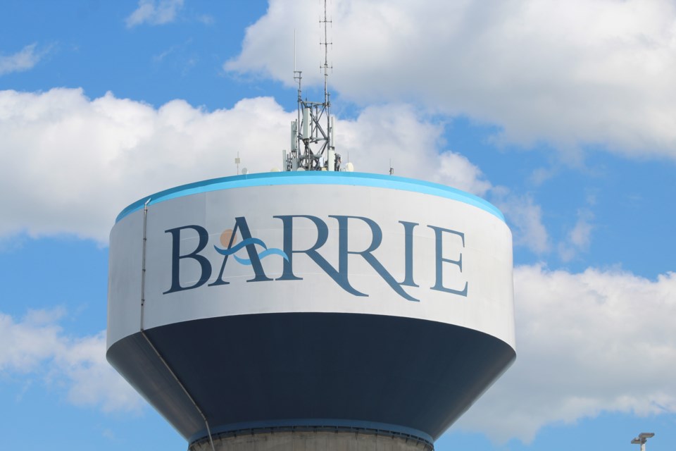 The City of Barrie water tower on Mapleview Drive West. Raymond Bowe/BarrieToday