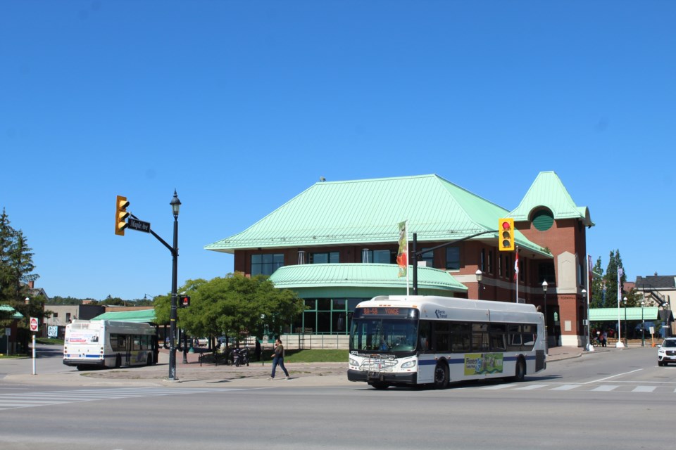 Buses arrive and depart from the Barrie Transit Terminal on Maple Avenue in this file photo. Raymond Bowe/BarrieToday