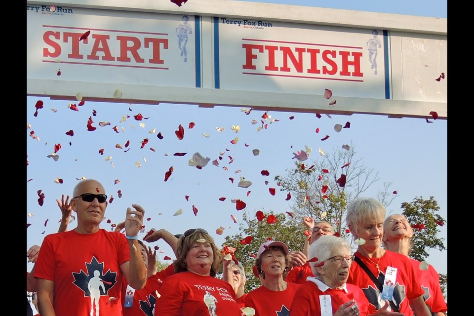 Terry's Team are cancer survivors who kicked off the run by throwing petals in the air. 
Sue Sgambati/BarrieToday                