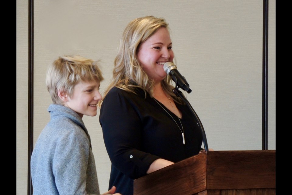 Zach Hofer and mom Shelley speak to a Barrie Chamber of Commerce Business Breakfast.
Sue Sgambati/BarrieToday         