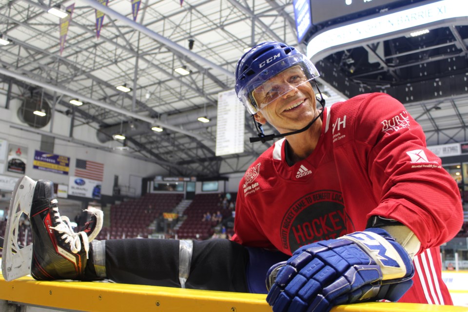 Hockey Hall of Famer Mike Gartner stretches prior to Hockey Night in Barrie XI in 2018. | Raymond Bowe/BarrieToday files