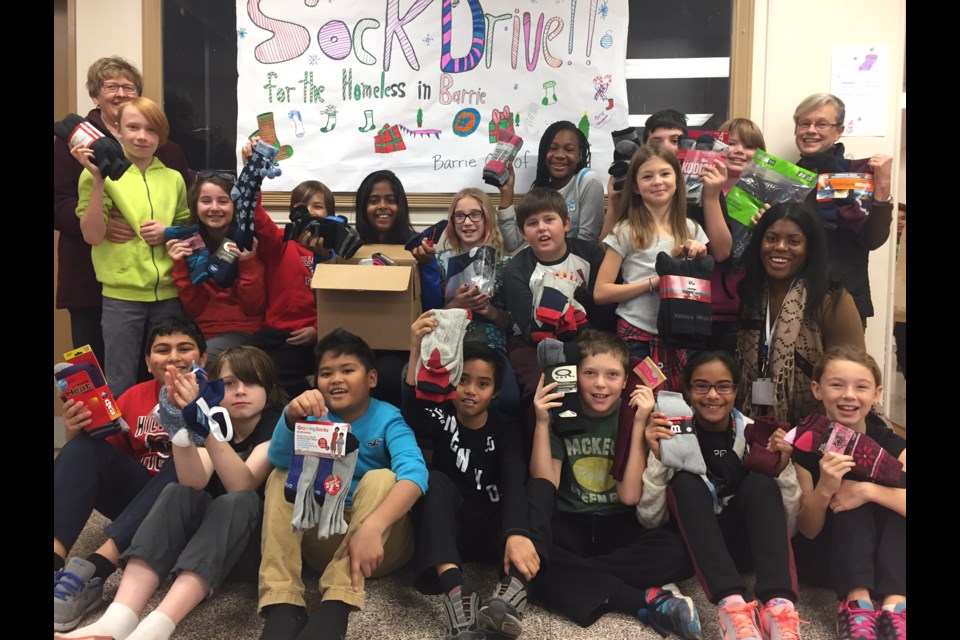 Students in Ann Stepheneson's grade5/6 class at Hillcrest Public School collected more than 200 socks for the homeless.
Sue Sgambati/BarrieToday
