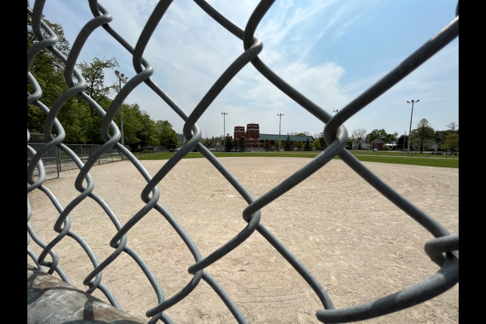The ball diamond at Queen's Park in downtown Barrie.