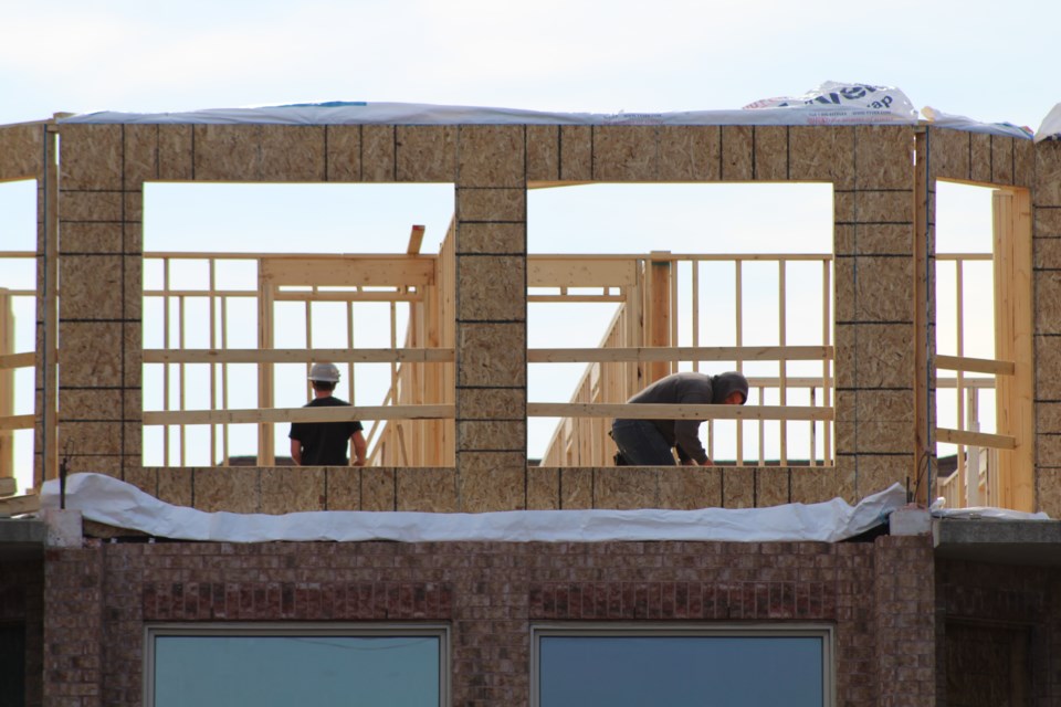 Construction continues on April 17, 2019 at 100 Little Ave., in south-end Barrie, a building which was devastated by a large fire one year ago. Raymond Bowe/BarrieToday