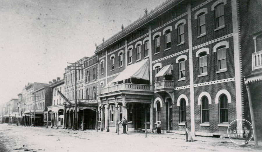 The original Queen's Hotel on the north side of Dunlop Street East near Mulcaster Street as seen in the late 1800s. Photo courtesy of the Barrie Historical Archive