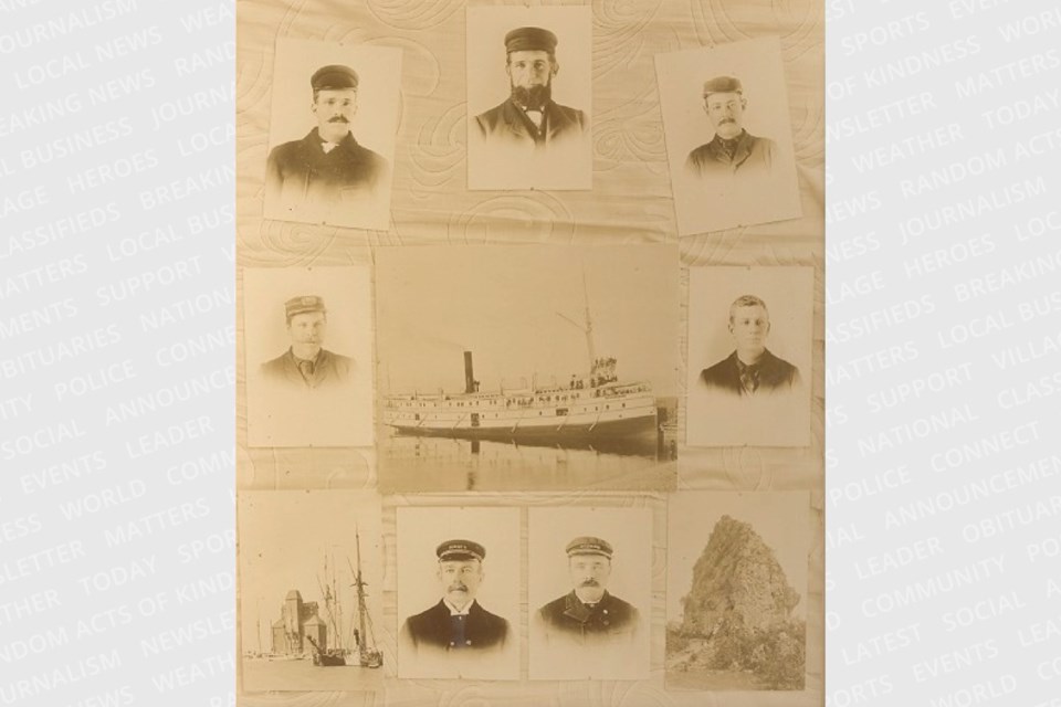 Capt. Peter Campbell, top centre, and crew are shown in a photograph set dated 1890.