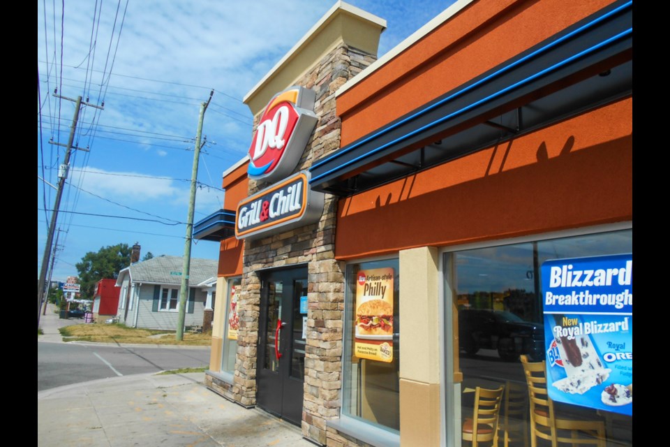 Entrance to Dairy Queen looking north from the corner Bradford and Vespra Streets