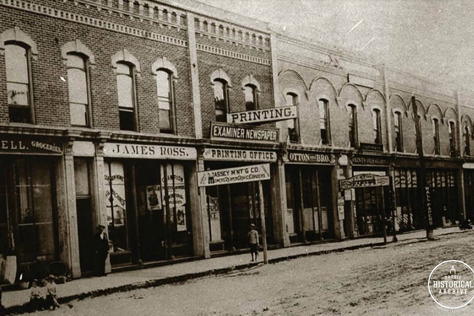 The corner of Mulcaster and Dunlop streets before the time of the destructive 1914 fire. Photo courtesy of the Barrie Historical Archive