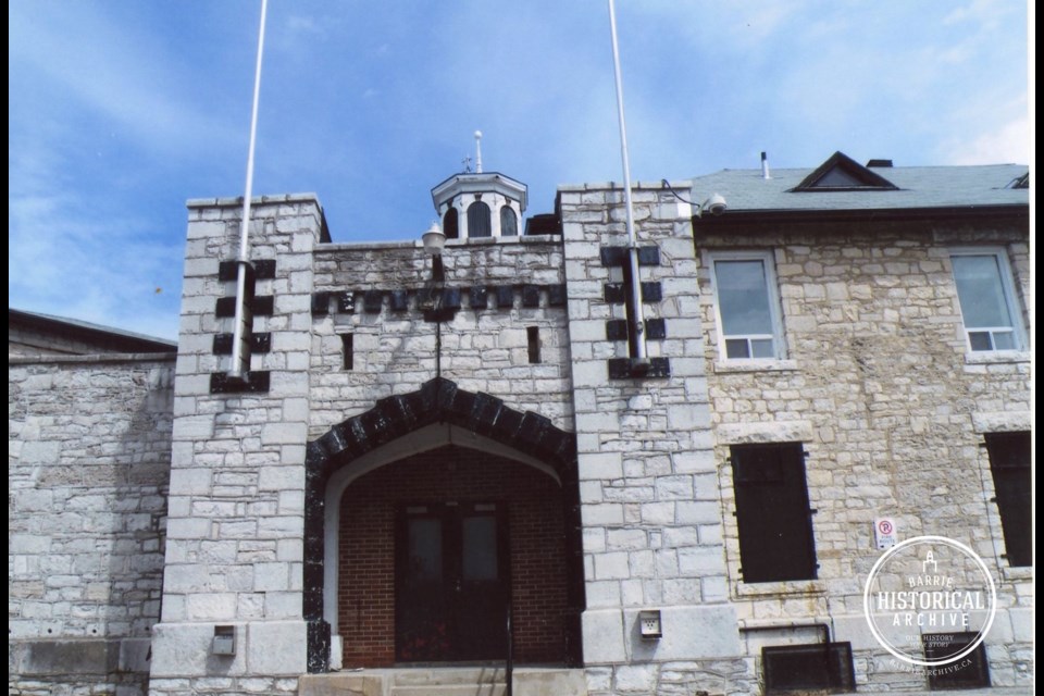 As seen in 2010, looking at the main entrance to the Barrie Jail you can see why it was often called 'the castle'.