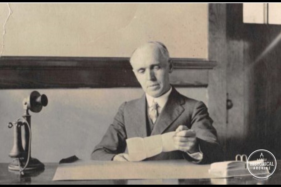 The principal of Barrie Central Collegiate at his desk.