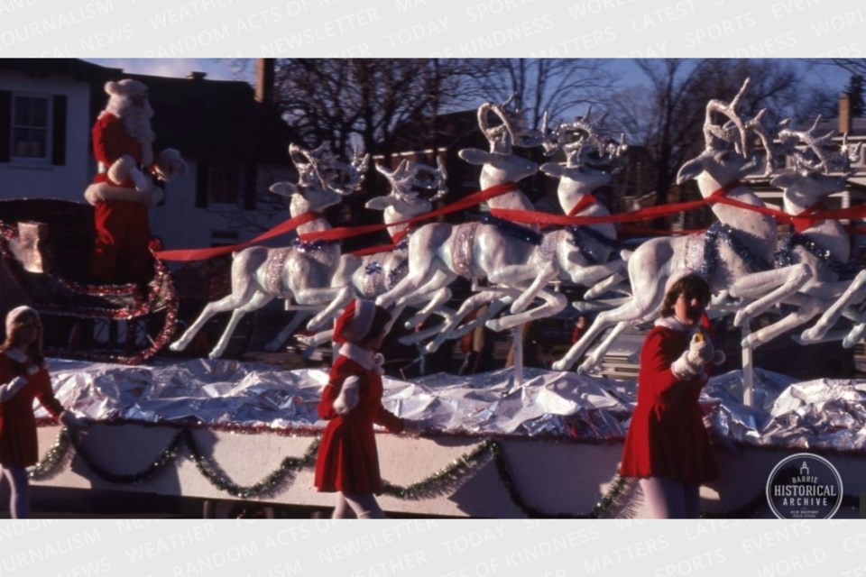 Santa arrives during the 1981 Barrie Santa Claus parade.