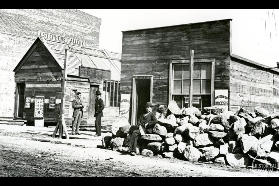 Photographer John Stephens was not long in Barrie when his studio was lost in a fire. He operated out of a temporary building in 1876, as he rebuilt.