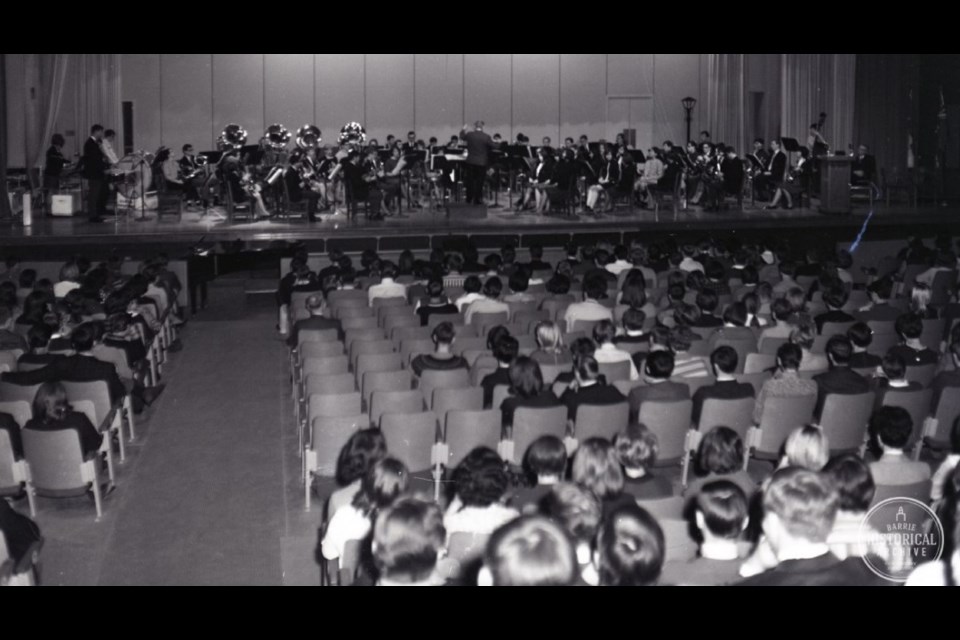 A crowd takes in a performance at the W.A. Fisher Auditorium at Central Collegiate in the late 1960s.