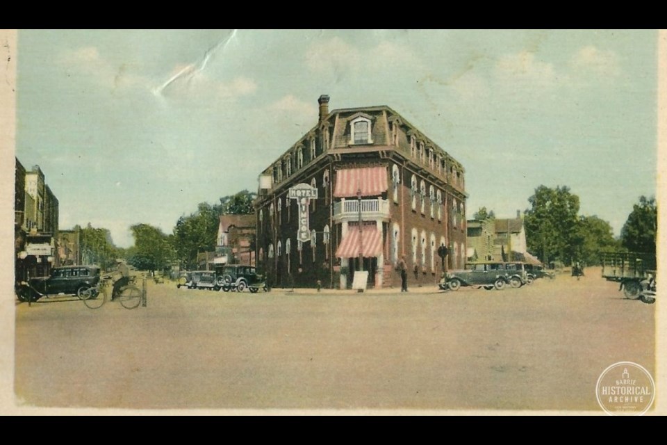 The Simcoe Hotel at Five Points, shown circa 1925, has had many looks over the years.