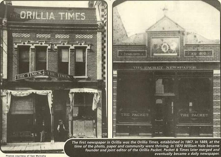 The Orillia newspaper, the Packet and Times, was at one time two separate publications. Photo courtesy of Sue Mulcahy
