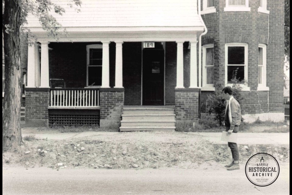 Front entrance of 189 Bradford St., the former McEwen home, as seen in 1968. Photo courtesy of the Barrie Historical Archive
